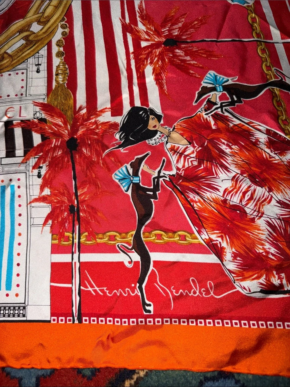 RARE Signed Henri Bendel ~ Izak Zeno Limited Edition Silk Scarf~ 